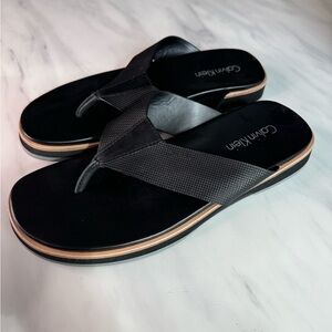Women’s Size 7.5 Black Calvin Klein Flip Flops